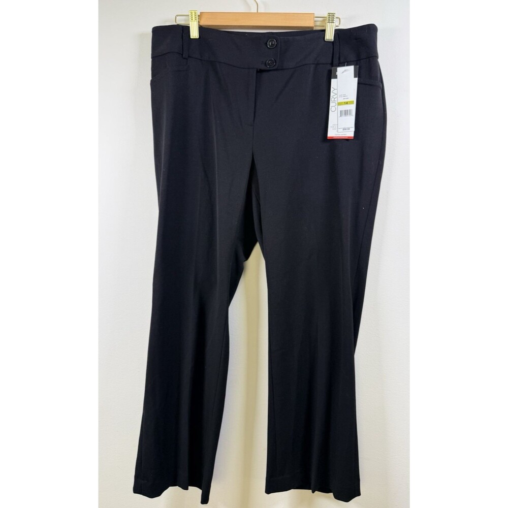NWT Rafaella Women's Black Solid Flat Front Pants Size 14